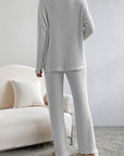 Women Ribbed Knit V Neck Slouchy Two-piece Outfit