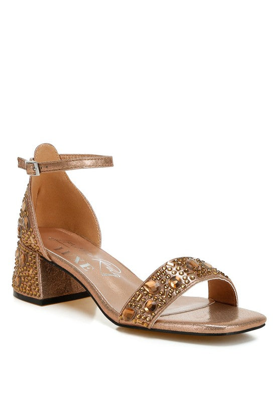 Nocturnal Rhinestone Embellished Shimmer Sandals