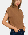 Zenana Mock Neck Short Sleeve Cropped Sweater