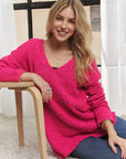 ADORA High-Low Side Slit V-Neck Sweater