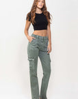 VERVET by Flying Monkey Mid Rise Straight Jeans with Cargo Pocket Detail