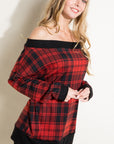 e Luna PLUS Plaid Off Shoulder Top