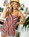 e Luna PLUS Striped Woven Camisole Top