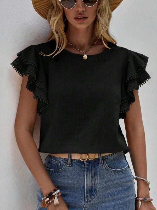 Claudia G Denise Ruffle Cap Sleeve Top