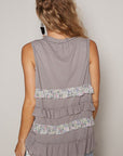 POL Ruffled Open Front Sleeveless Cardigan