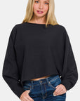 Zenana Asymmetric Hem Long Sleeve Sweater