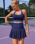 High Waist Pleated Skirt Two Piece Tennis Dress