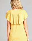 e Luna Solid Ruffle Detail Top