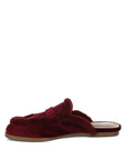 Seyhan Fur Detail Velvet Slip-On Mules