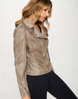 Coalition LA Studded Classic Moto Faux Leather Jacket