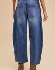 Annie Wear Mid Rise Barrel Leg Jeans with Pockets