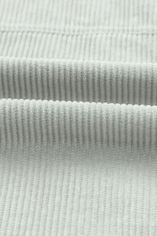 Solid Corduroy Raw Hem Cropped Jacket