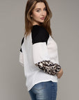 Leopard Print Color Block Top