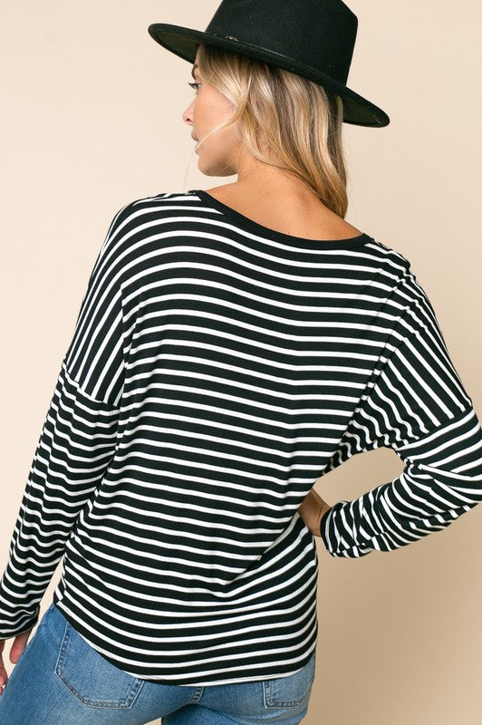 e Luna Striped Button Down Top