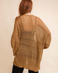 Leto Accessories Knit Netted Cardigan