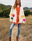 Davi & Dani The Fuzzy Smile Long Bell Sleeve Knit Cardigan