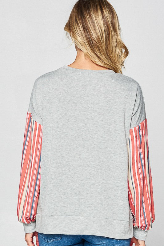 e Luna Striped Mixed Sweatshirt