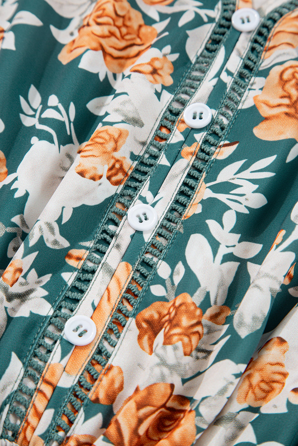 Floral Buttoned V-Neck Tie Waist Maxi Dress