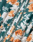 Floral Buttoned V-Neck Tie Waist Maxi Dress