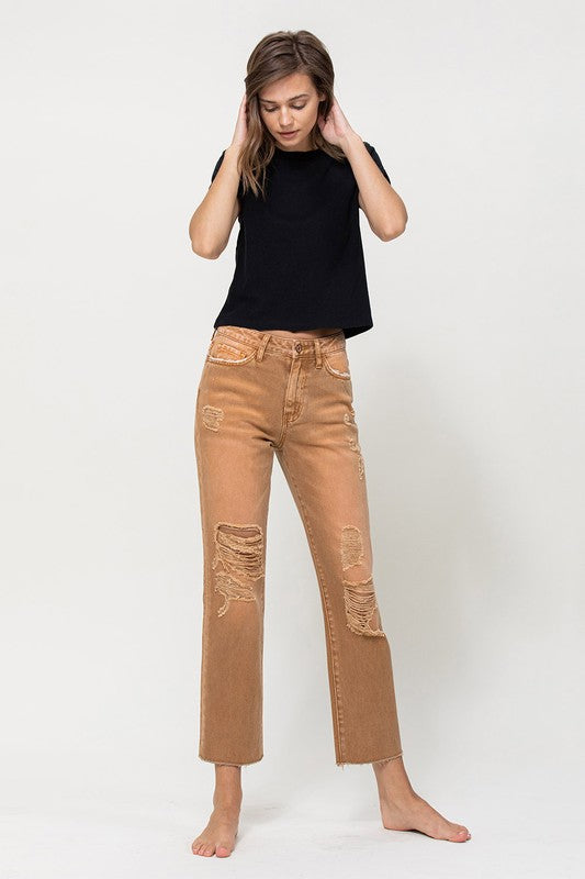 VERVET by Flying Monkey High-RIse Straight Crop Jeans