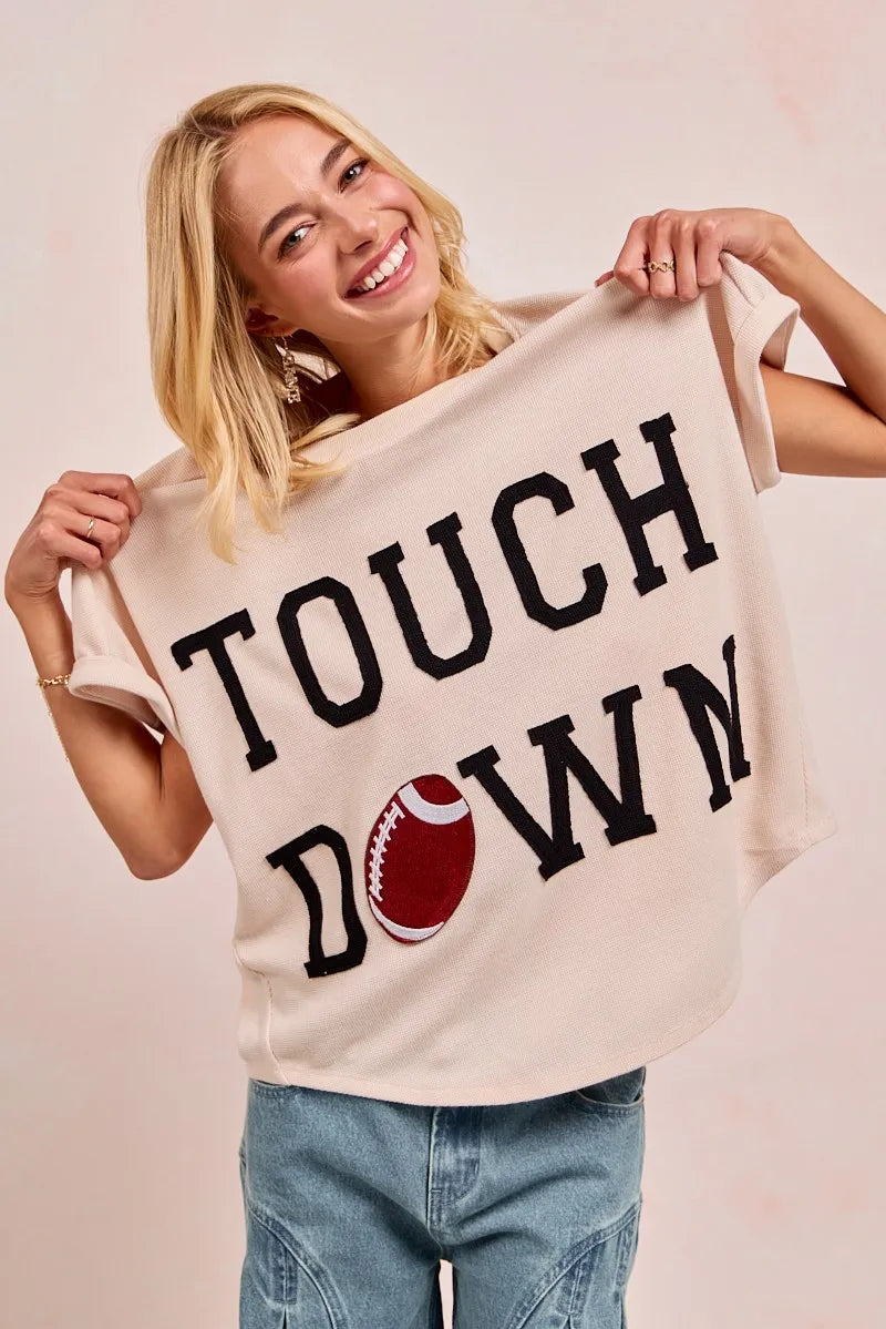 BiBi Game Day Touchdown Letter Patches Waffle Short Top