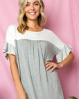 e Luna PLUS Solid Striped Baby Doll Top