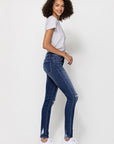 Flying Monkey Mid Rise Ankle Skinny w Distressed Hem Jean - Online Only