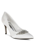 Rhodolia Diamante Brooch Detail Satin Pumps