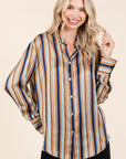 Mittoshop Striped Button Down Satin Shirt