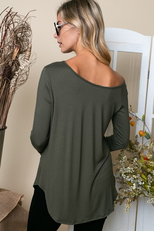 e Luna Plus Solid One Shoulder Sexy Top