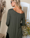 e Luna Plus Solid One Shoulder Sexy Top