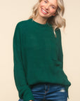 Haptics Full Size Mock Neck Side Slit Knit Top