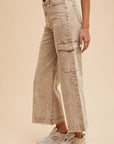 Annie Wear Raw Hem Wide Leg Jeans with Cargo Pockets