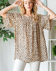 Heimish Full Size Animal Print Flutter Sleeve Blouse