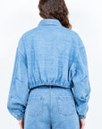 American Bazi Drawstring Waist Crop Denim Jacket