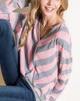 e Luna Hacci Slub Stripe V-Neck Top