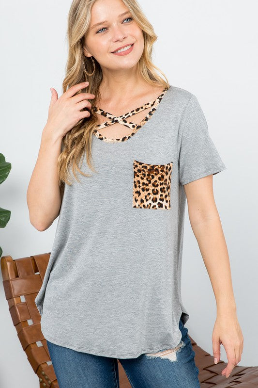 e Luna PLUS Animal Print Basic Top