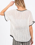 GeeGee Contrast Trim Short Sleeve Knit Cover Up