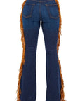 GJG Denim Fringe Bell Bottom in Dark Wash- 30 Inseam