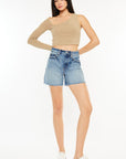 Kancan Full Size Raw Hem High Waist Denim Shorts