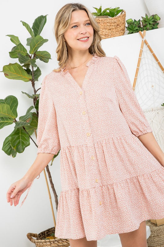 e Luna Dot Button Down Tiered Dress