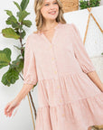 e Luna Dot Button Down Tiered Dress