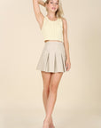 Vegan Leather Pleated Mini Skirt - Online Only