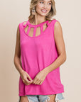 BiBi Cutout Round Neck Sleeveless Top