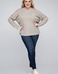 Zenana Plus Ribbed Brushed Melange Hacci Sweater