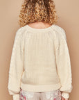 POL Cable Knit Cutout Long Sleeve Sweater