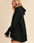 Aemi+Co Half Snap Dropped Shoulder Hoodie