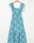 Floral Square Neck Ruffle Strap Maxi Dress