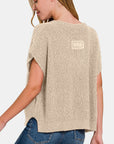 Zenana Short Sleeve Side Slit Sweater