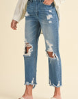 Annie Wear Distressed Raw Hem Cropped Jeans